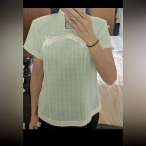 Vintage Mint Green Spring Asian Inspired Top